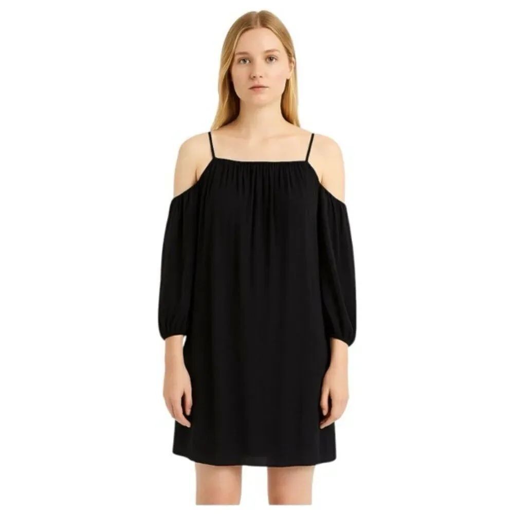 Maje Black Cold Shoulder Mini Dress